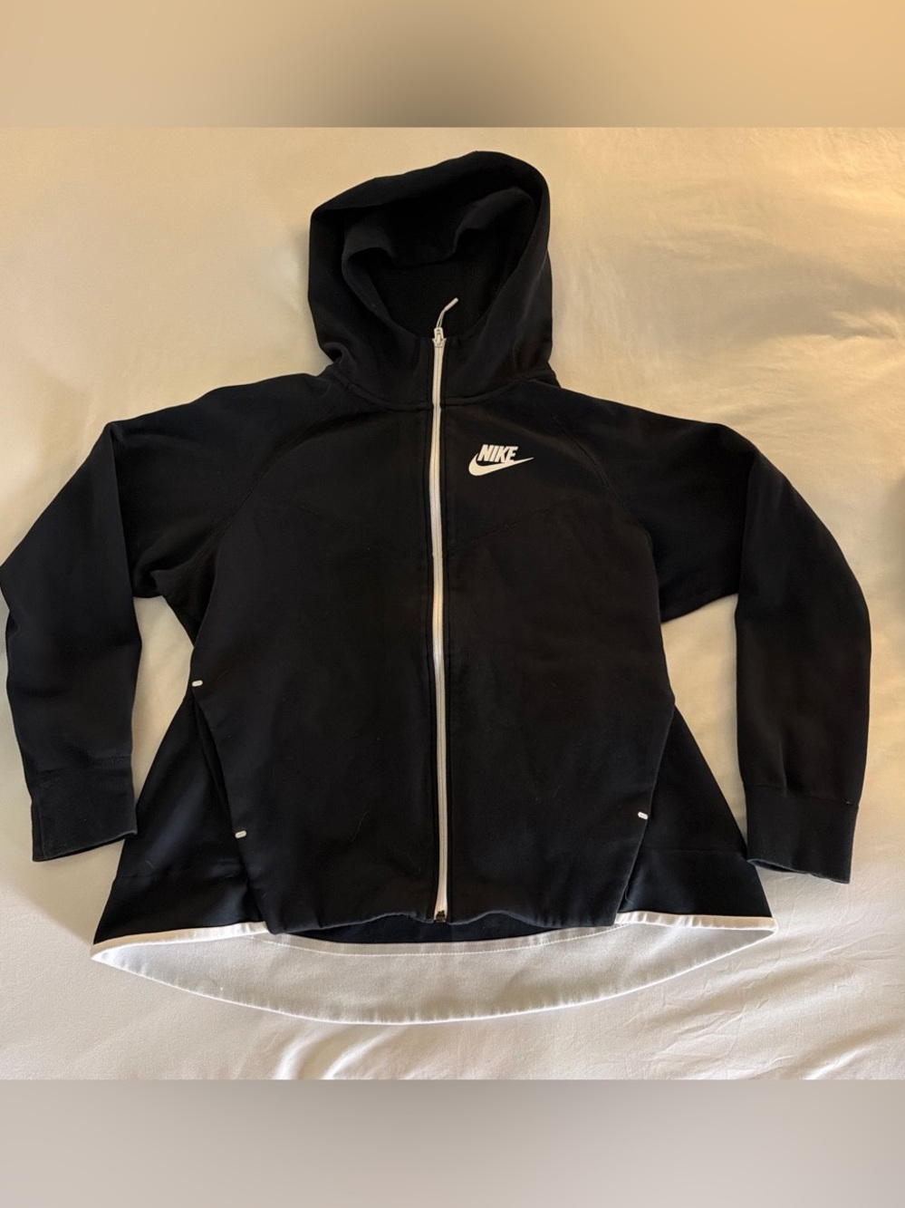 Nike Black Women's Full-Zip Hooded Jacket with White Logo